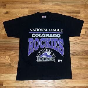 Vintage 1992 Colorado Rockies National League Single Stitch Black T-Shirt Large